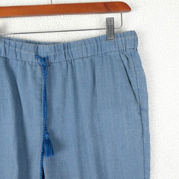 Madewell Joggers Womens Medium Blue Linen Blend Draw String Tapered Casual - Picture 2 of 10